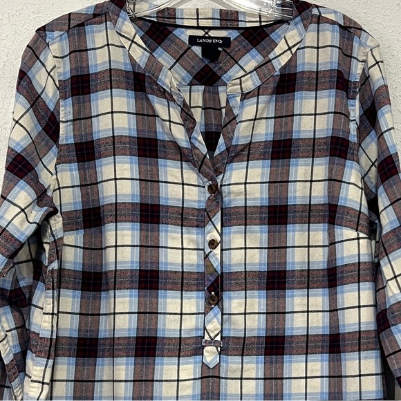Lands End Womens Blue and Red Plaid Top Size 12 Tall - Picture 2 of 5